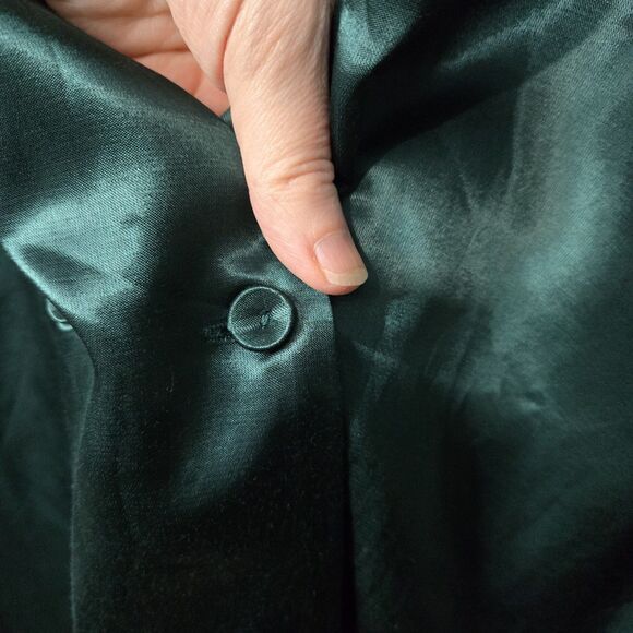 L'Academie Green Cadet Dress Satin V Neck Large - Picture 4 of 9